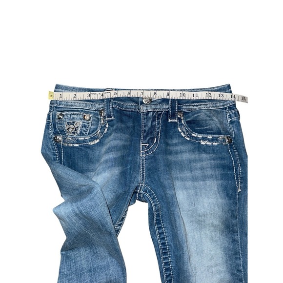 Miss Me Cuffed Skinny Jeans Womens 26 Light Wash‎ Embellished Denim Western - Picture 13 of 15